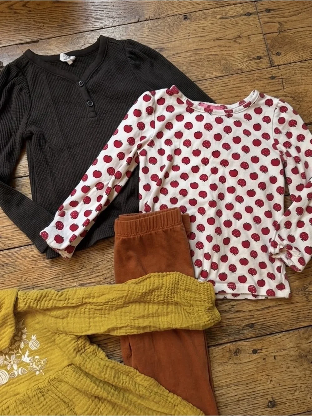 2T Girls Autumn Fall Bundle: Apple, Muslin Embroidered Pumpkin, Seasonal Chic